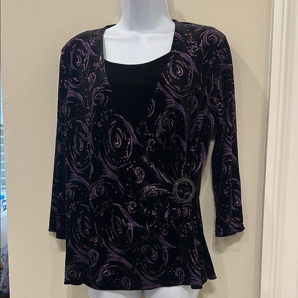 Notations Elegant Black and Purple Women's Top- large - Picture 1 of 6